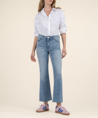 Kelsey High Rise Ankle Flare, Petite in Honest Wash
