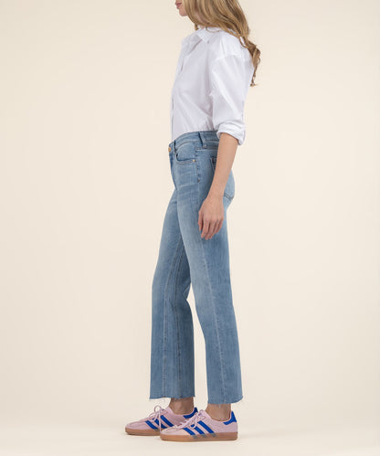 Kelsey High Rise Ankle Flare, Petite in Honest Wash