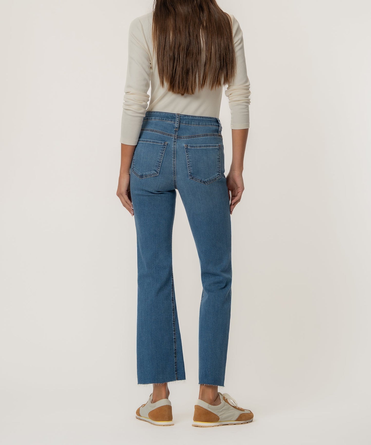 Kelsey High Rise Ankle Flare, Petite in Sentiment Wash