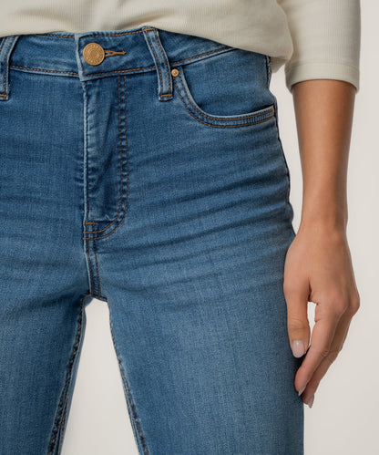 Kelsey High Rise Ankle Flare, Petite in Sentiment Wash
