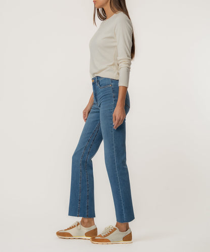 Kelsey High Rise Ankle Flare, Petite in Sentiment Wash