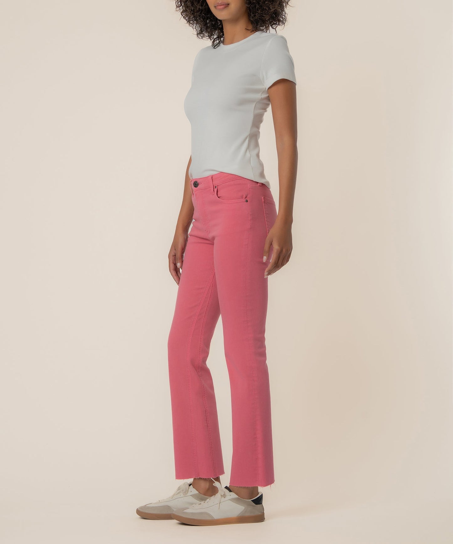 Kelsey High Rise Ankle Flare, Petite in Flamingo
