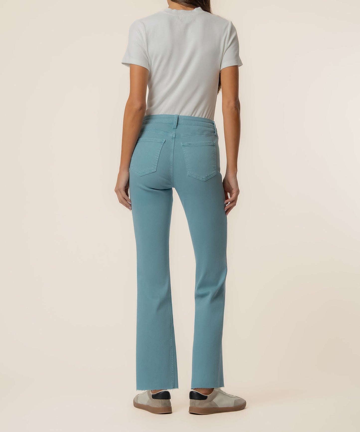 Kelsey High Rise Ankle Flare, Petite in Cyan