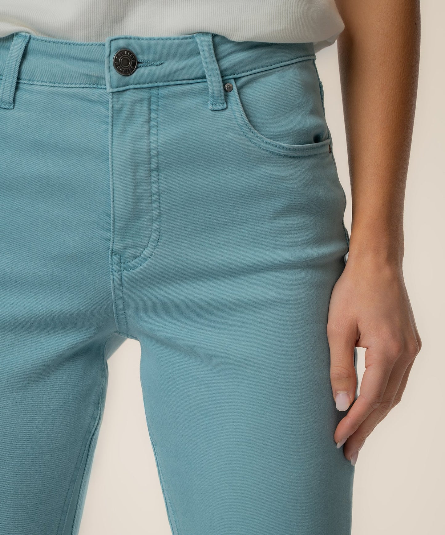 Kelsey High Rise Ankle Flare, Petite in Cyan