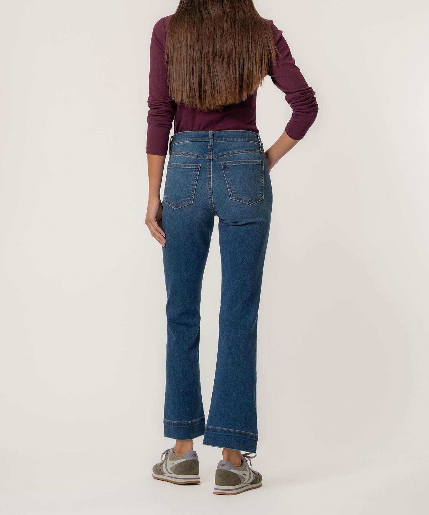 Kelsey High Rise Ankle Flare, Petite in Cool Wash