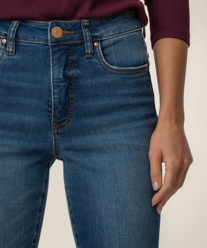 Kelsey High Rise Ankle Flare, Petite in Cool Wash