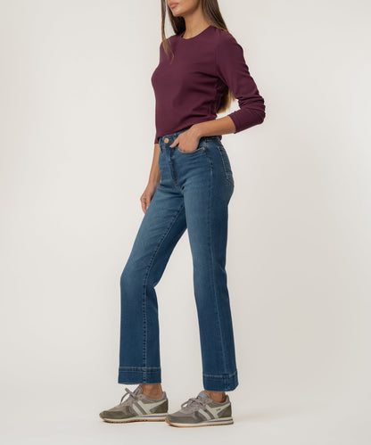 Kelsey High Rise Ankle Flare, Petite in Cool Wash