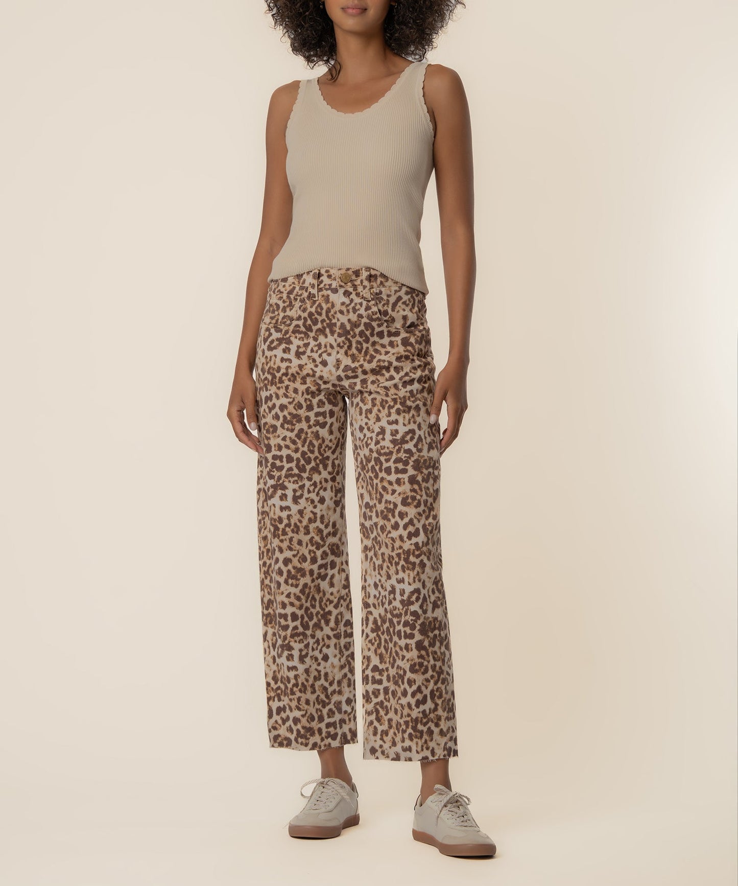 Gwen Twill High Rise Wide Leg Petite, Exclusive in Tan/Brown