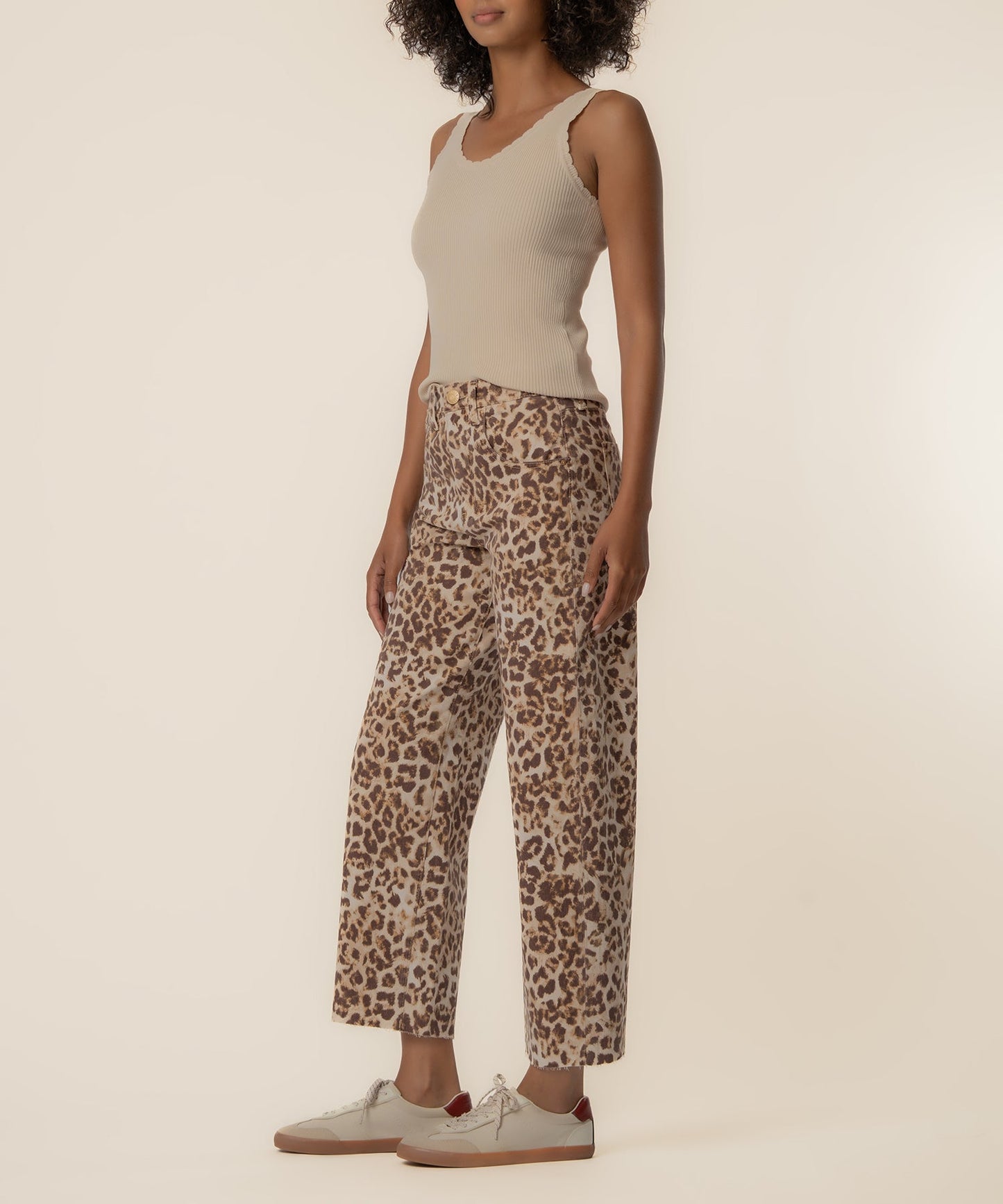 Gwen Twill High Rise Wide Leg Petite, Exclusive in Tan/Brown
