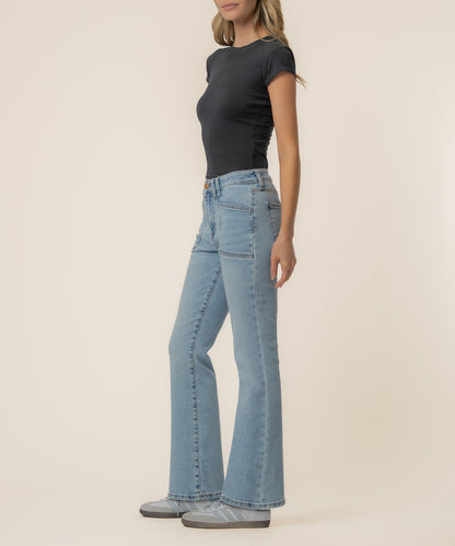 Kelsey High Rise Ankle Flare, Petite in Cure Wash