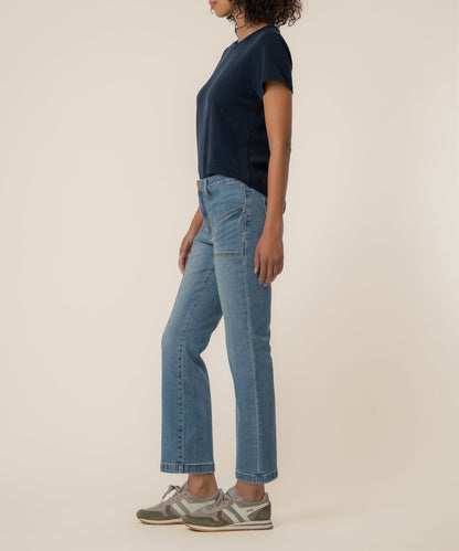 Kelsey High Rise Ankle Flare, Petite in Articulated Wash