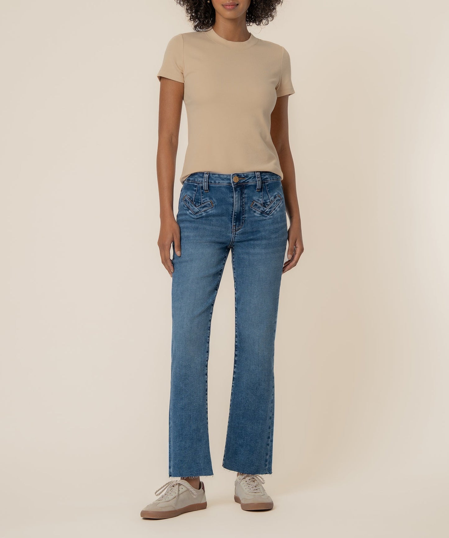 Kelsey High Rise Ankle Flare, Petite in Excitement Wash