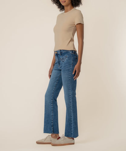 Kelsey High Rise Ankle Flare, Petite in Excitement Wash