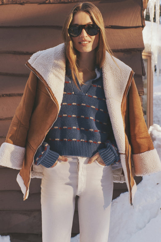 Camel Fur Trim Suede Coat