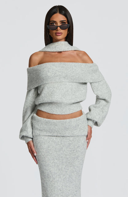 Andie Maxi Skirt - Light Grey Marl