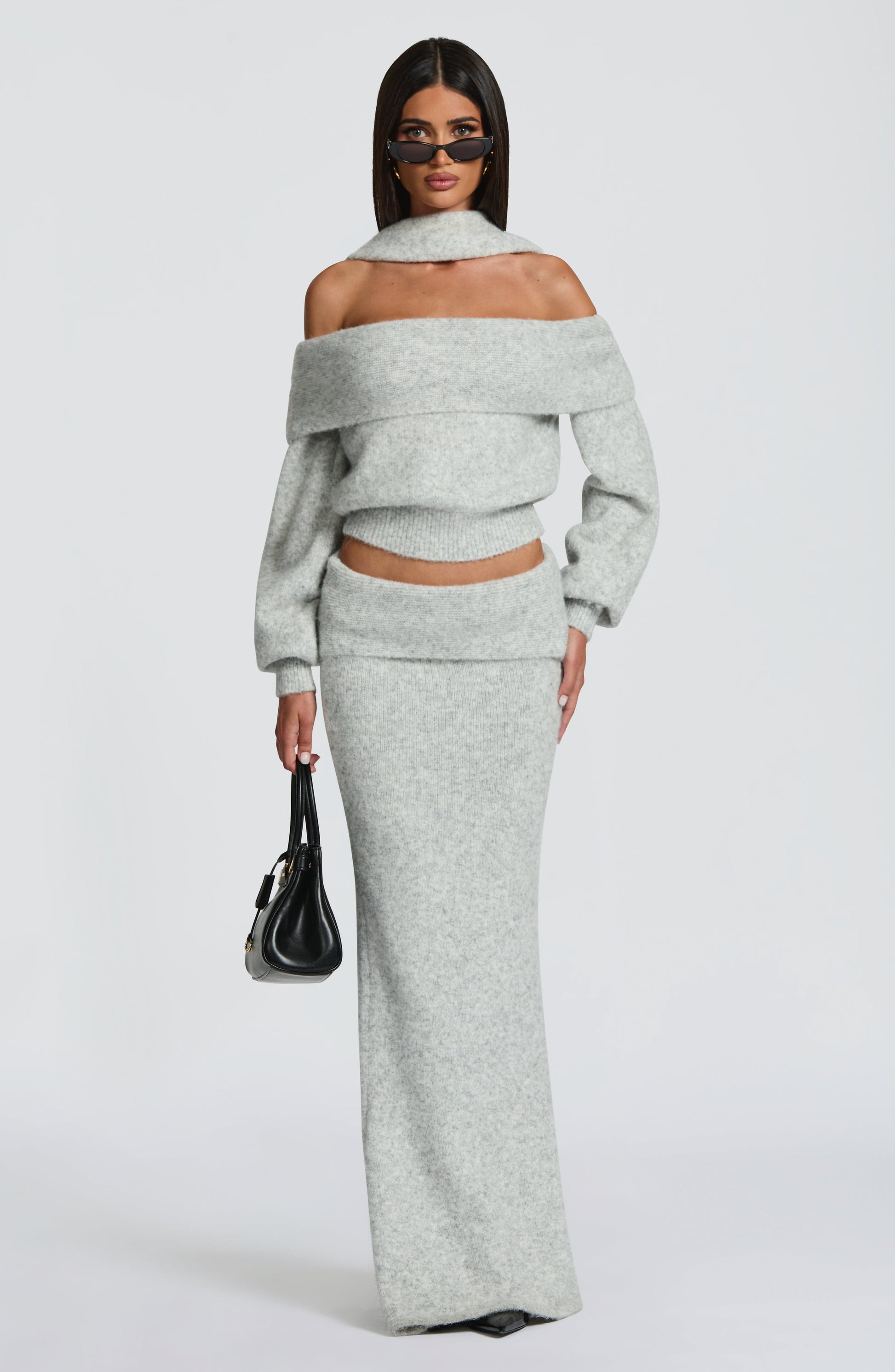 Andie Maxi Skirt - Light Grey Marl