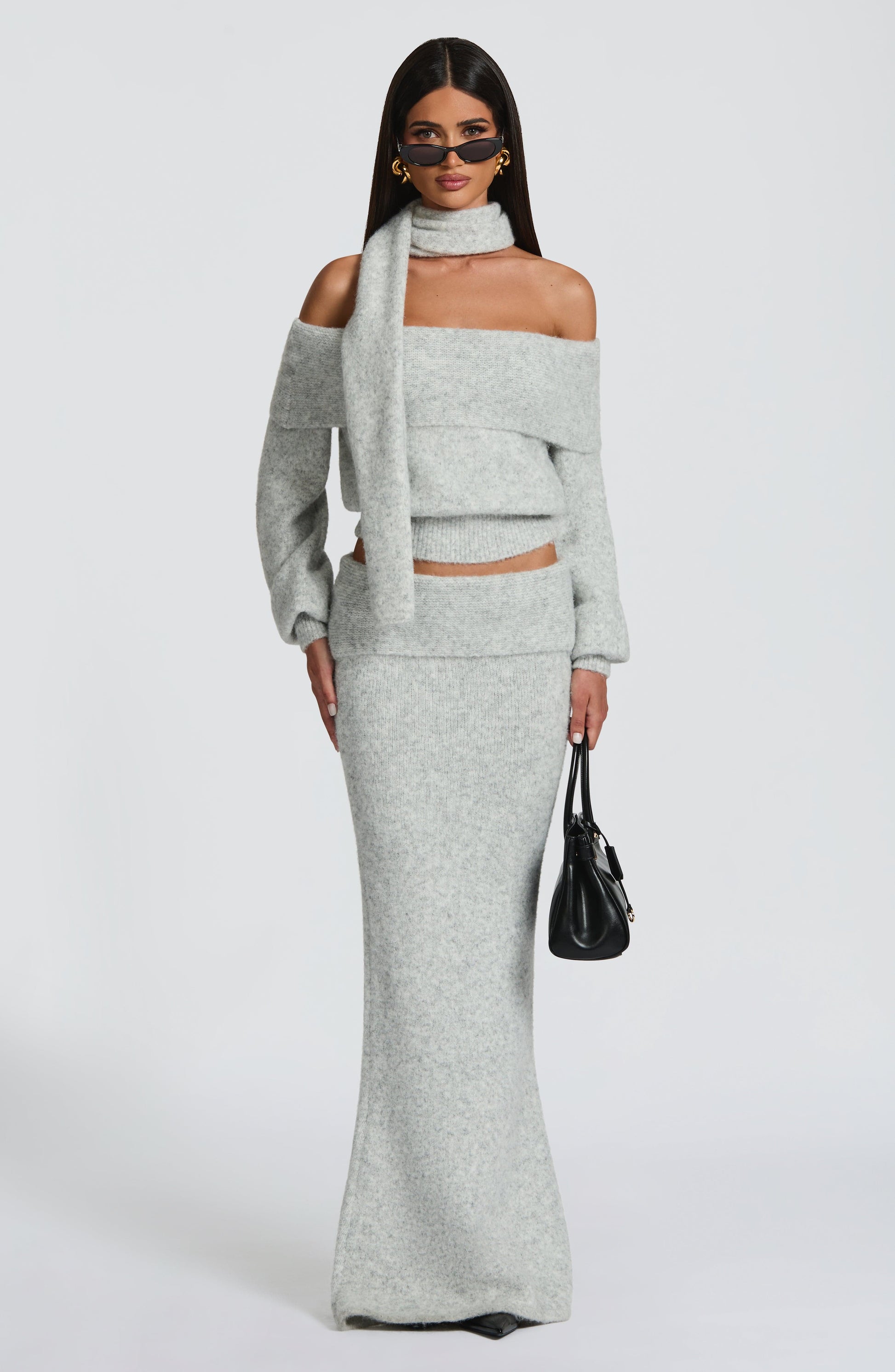 Andie Maxi Skirt - Light Grey Marl