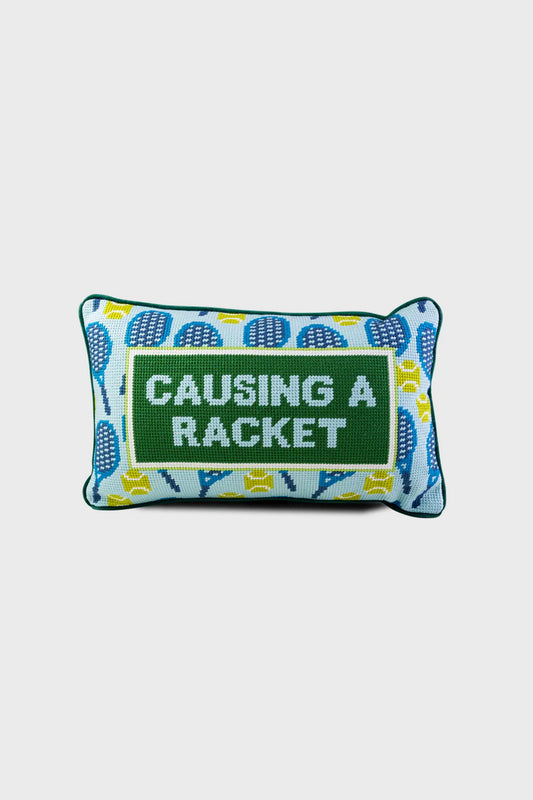 Causing A Racket Needlepoint Pillow