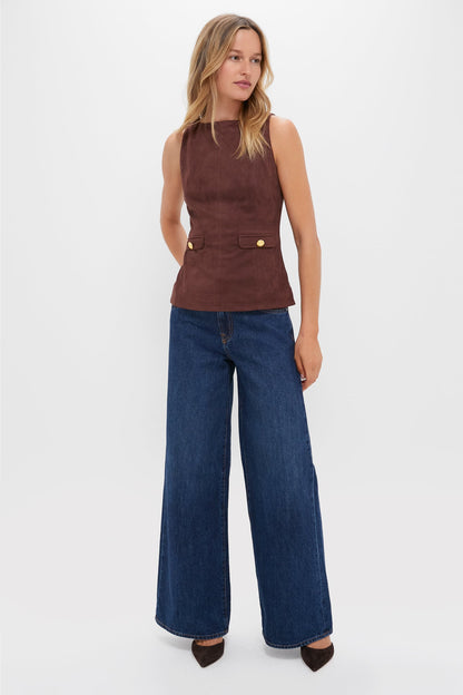 Brown Faux Suede Franz Top
