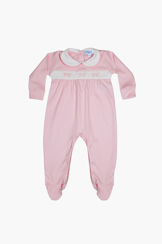 Bows Smocked Baby Girl Footie