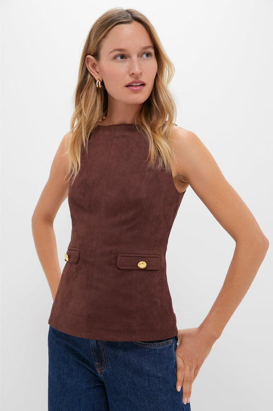 Brown Faux Suede Franz Top