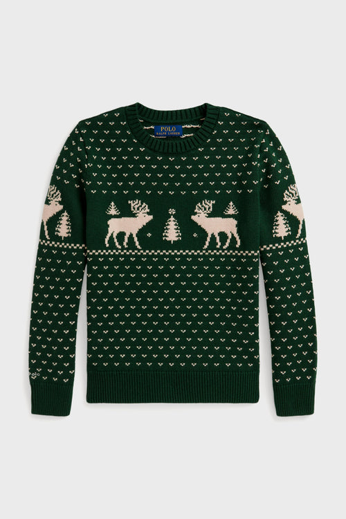 Boys Long-Sleeve Reindeer Sweater Coverall