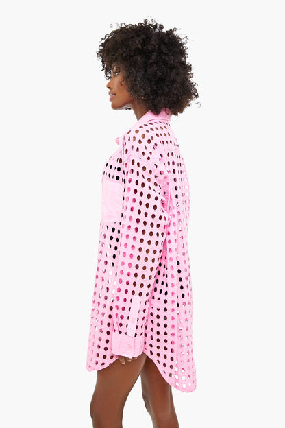 Bubblegum Eyelet Oxford Tunic